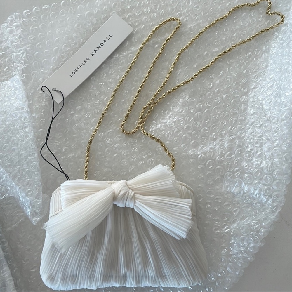 Loeffler Randall
Mini Pleated Frame Clutch with Bow - Pearl